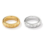 Sculptural Pyramid Stud Band Ring - floysun