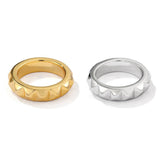Sculptural Pyramid Stud Band Ring - floysun