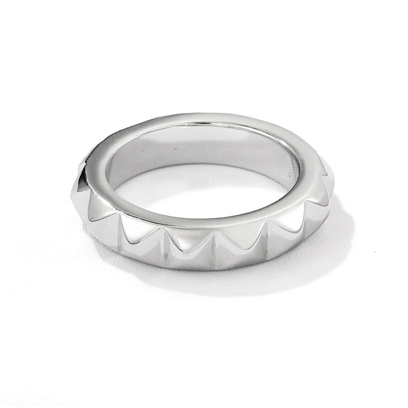 Sculptural Pyramid Stud Band Ring - floysun