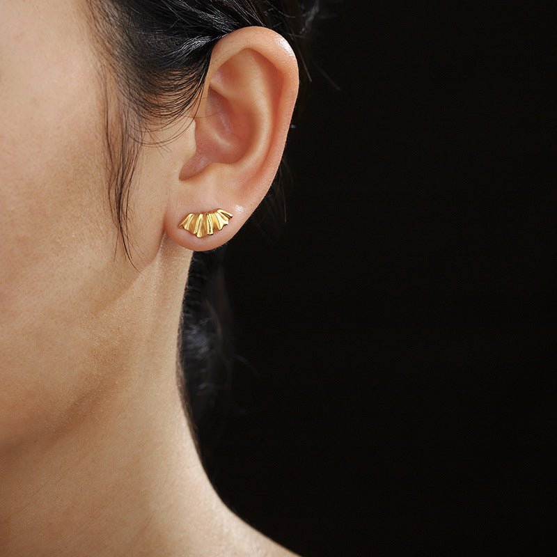 Sculptural Ruffle Stud Earrings - floysun