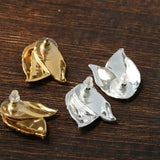 Sculptural Tulip Petal Stud Earrings - Organic Hammered Metal Bold Daily Studs - floysun