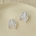Sculptural Tulip Petal Stud Earrings - Organic Hammered Metal Bold Daily Studs - floysun