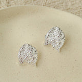 Sculptural Tulip Petal Stud Earrings - Organic Hammered Metal Bold Daily Studs - floysun