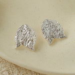 Sculptural Tulip Petal Stud Earrings - Organic Hammered Metal Bold Daily Studs - floysun