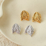 Sculptural Tulip Petal Stud Earrings - Organic Hammered Metal Bold Daily Studs - floysun