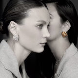 Sculptural Tulip Petal Stud Earrings - Organic Hammered Metal Bold Daily Studs - floysun