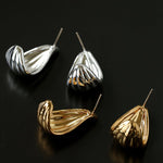 Sculptural Vertical Striped Teardrop Stud Earrings - floysun