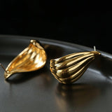 Sculptural Vertical Striped Teardrop Stud Earrings - floysun