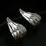 Sculptural Vertical Striped Teardrop Stud Earrings - floysun