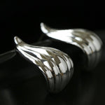 Sculptural Vertical Striped Teardrop Stud Earrings - floysun