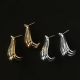 Sculptural Vertical Striped Teardrop Stud Earrings - floysun