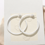 Sculptural White C-Hoop Statement Earrings - floysun