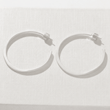 Sculptural White C-Hoop Statement Earrings - floysun