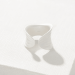 Sculptural White Ripple Adjustable Open Ring - floysun