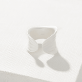 Sculptural White Ripple Adjustable Open Ring - floysun