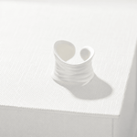 Sculptural White Ripple Adjustable Open Ring - floysun