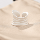 Sculptural White Ripple Adjustable Open Ring - floysun