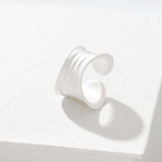 Sculptural White Ripple Adjustable Open Ring - floysun