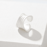 Sculptural White Ripple Adjustable Open Ring - floysun