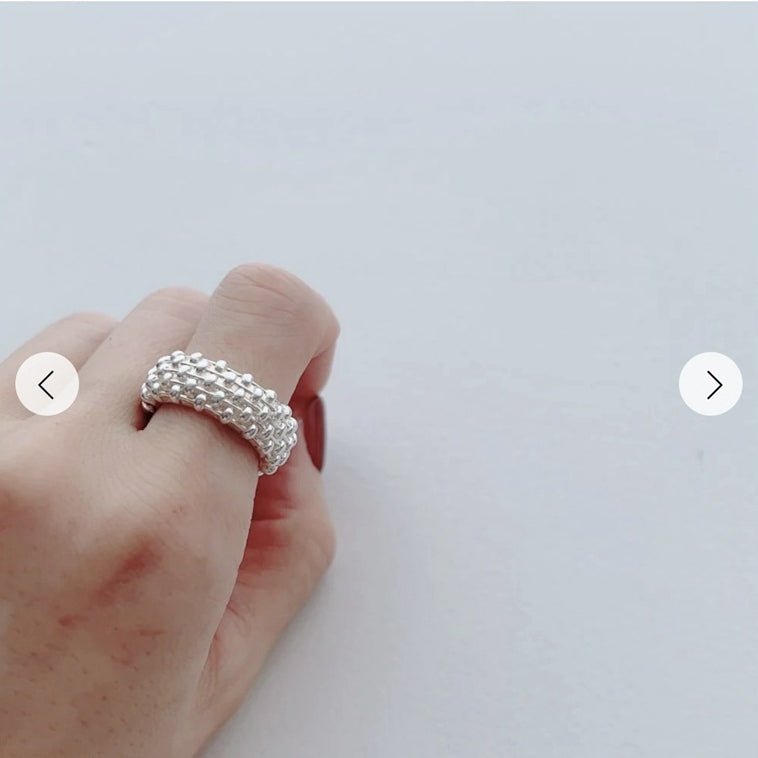 Sculptural Woven Lattice Wide Band Ring - floysun