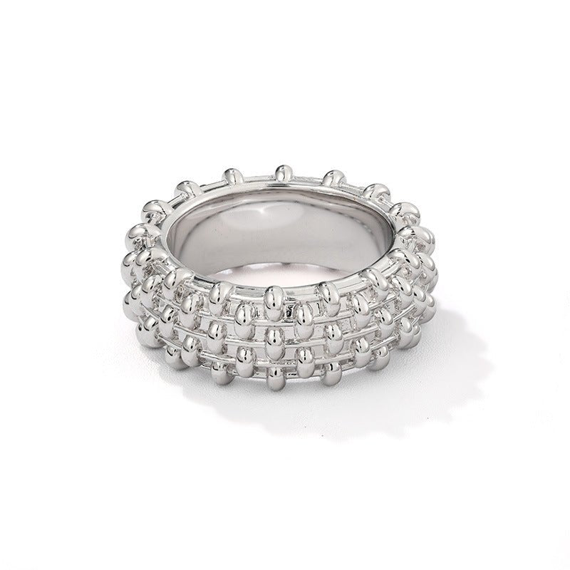 Sculptural Woven Lattice Wide Band Ring - floysun