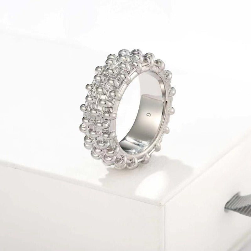 Sculptural Woven Lattice Wide Band Ring - floysun