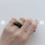Sculptural Woven Lattice Wide Band Ring - floysun
