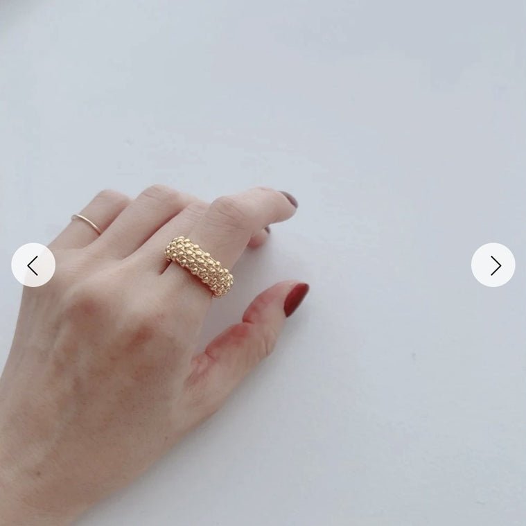 Sculptural Woven Lattice Wide Band Ring - floysun
