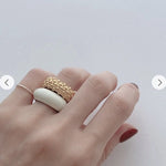 Sculptural Woven Lattice Wide Band Ring - floysun