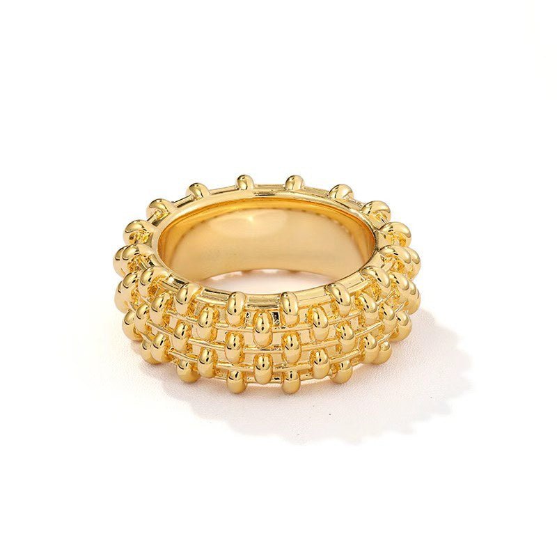 Sculptural Woven Lattice Wide Band Ring - floysun