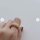 Sculptural Woven Lattice Wide Band Ring - floysun