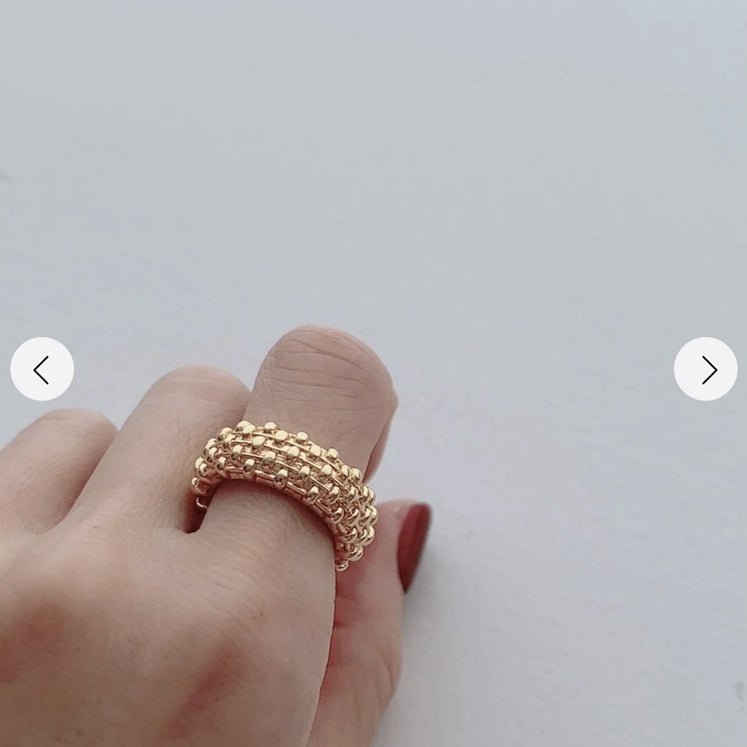 Sculptural Woven Lattice Wide Band Ring - floysun