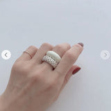 Sculptural Woven Lattice Wide Band Ring - floysun