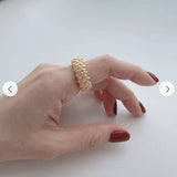 Sculptural Woven Lattice Wide Band Ring - floysun