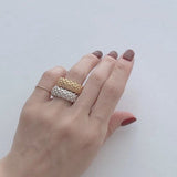 Sculptural Woven Lattice Wide Band Ring - floysun
