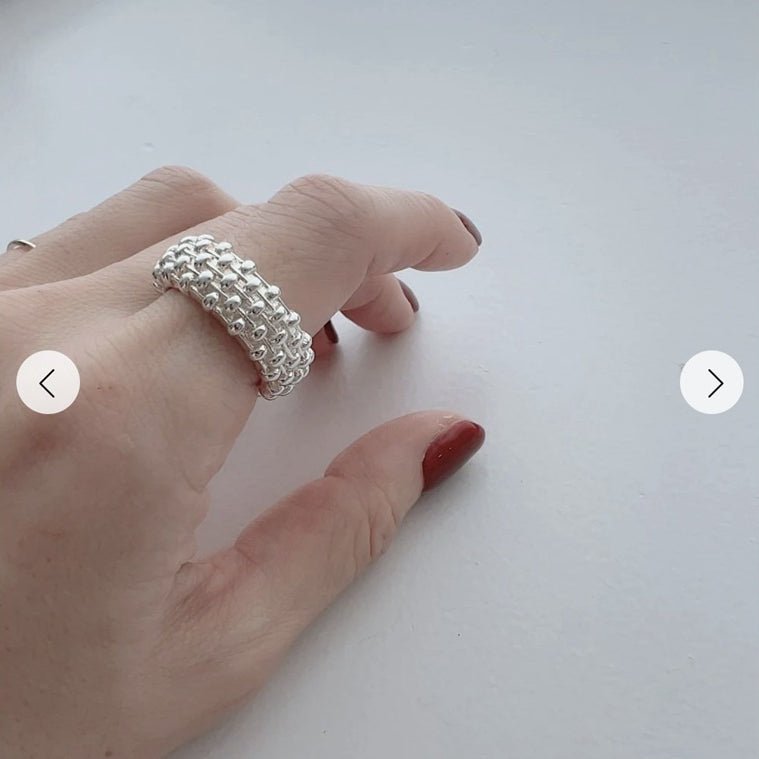 Sculptural Woven Lattice Wide Band Ring - floysun