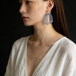Sea Salt Blue Tassel Drop Earrings - Woven Crystal Fringe with Quartz Drops - floysun