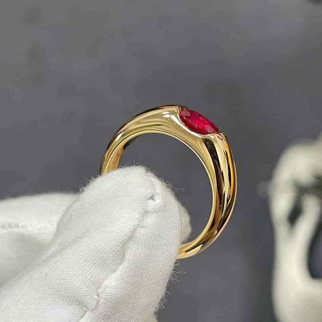 Seamless Wrap Half-Bezel Oval Lab Ruby Ring - floysun