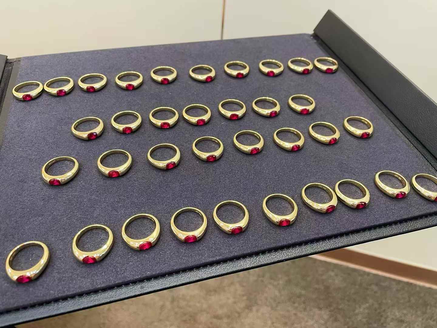 Seamless Wrap Half-Bezel Oval Lab Ruby Ring - floysun