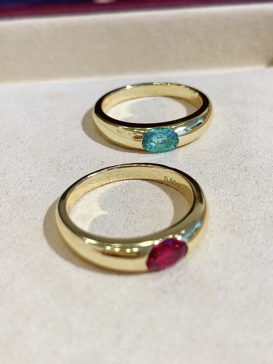 Seamless Wrap Half-Bezel Oval Lab Ruby Ring - floysun