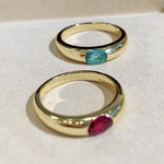 Seamless Wrap Half-Bezel Oval Lab Ruby Ring - floysun