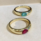 Seamless Wrap Half-Bezel Oval Lab Ruby Ring - floysun