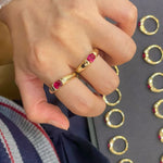 Seamless Wrap Half-Bezel Oval Lab Ruby Ring - floysun