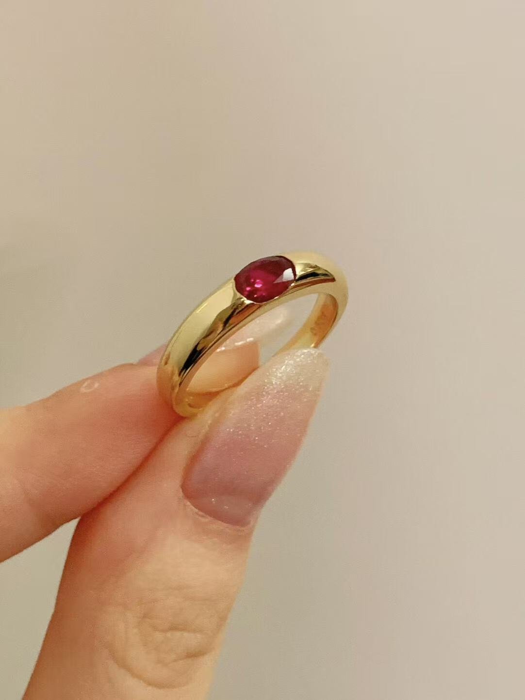 Seamless Wrap Half-Bezel Oval Lab Ruby Ring - floysun