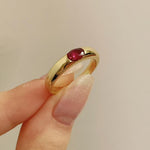 Seamless Wrap Half-Bezel Oval Lab Ruby Ring - floysun
