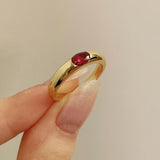 Seamless Wrap Half-Bezel Oval Lab Ruby Ring - floysun