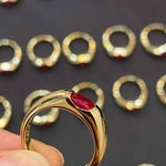 Seamless Wrap Half-Bezel Oval Lab Ruby Ring - floysun