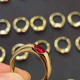 Seamless Wrap Half-Bezel Oval Lab Ruby Ring - floysun