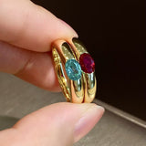 Seamless Wrap Half-Bezel Oval Lab Ruby Ring - floysun
