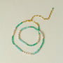 Secret Garden Colored Stone Beaded Necklace - Green Onyx Aquamarine - floysun